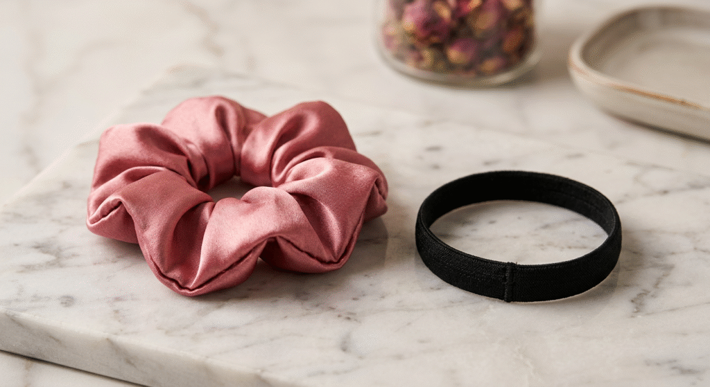 Siidist patsikumm võrreldes tavalise juuksekummiga